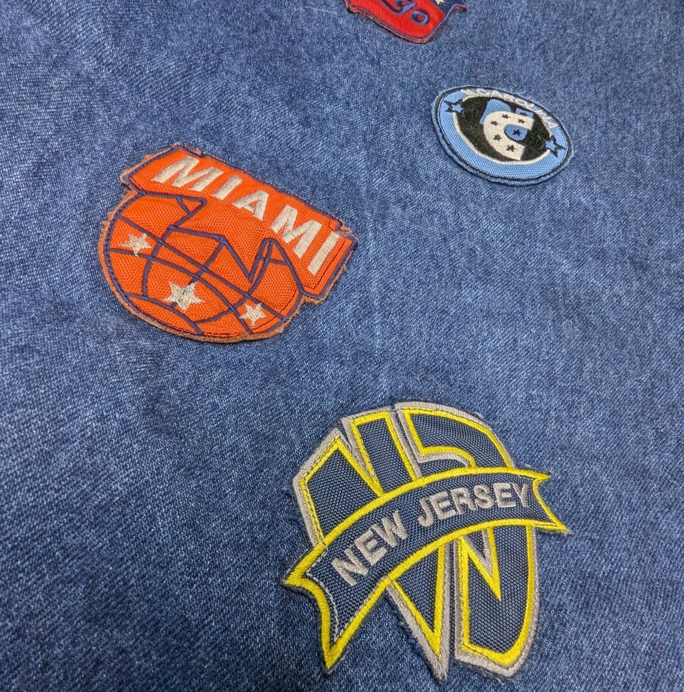 Y2K Unc Baggy Wide Leg NBA Patchwork Jeans - Picture 6 of 14